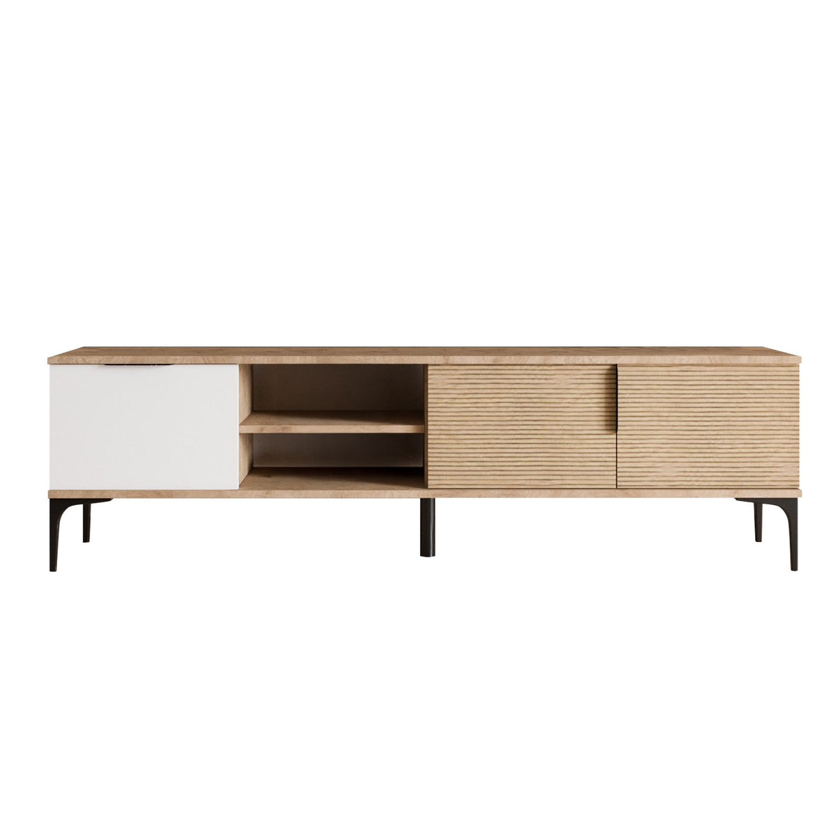 Tarz sideboard in white oak look 180 cm White, oak look Melamine coated wood composite