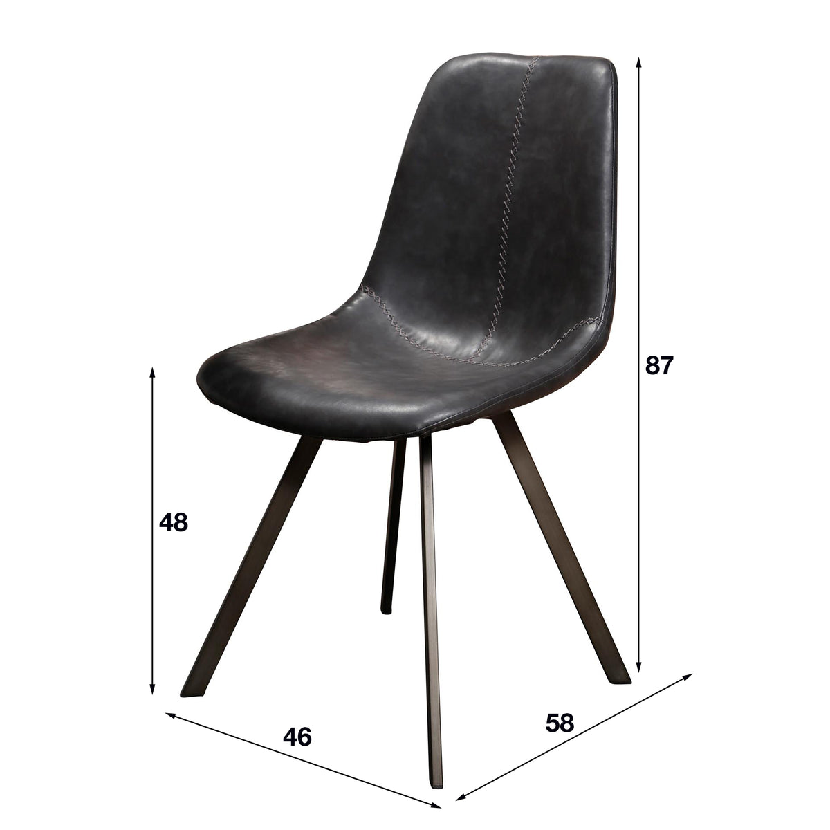 Dining chair Black Siena Saddle PU Faux Leather