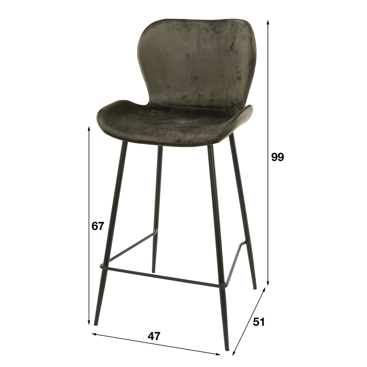 Bar Stools - Modern Bar Stool Velours Anthracite Without Armrests Argo - Dimehouse