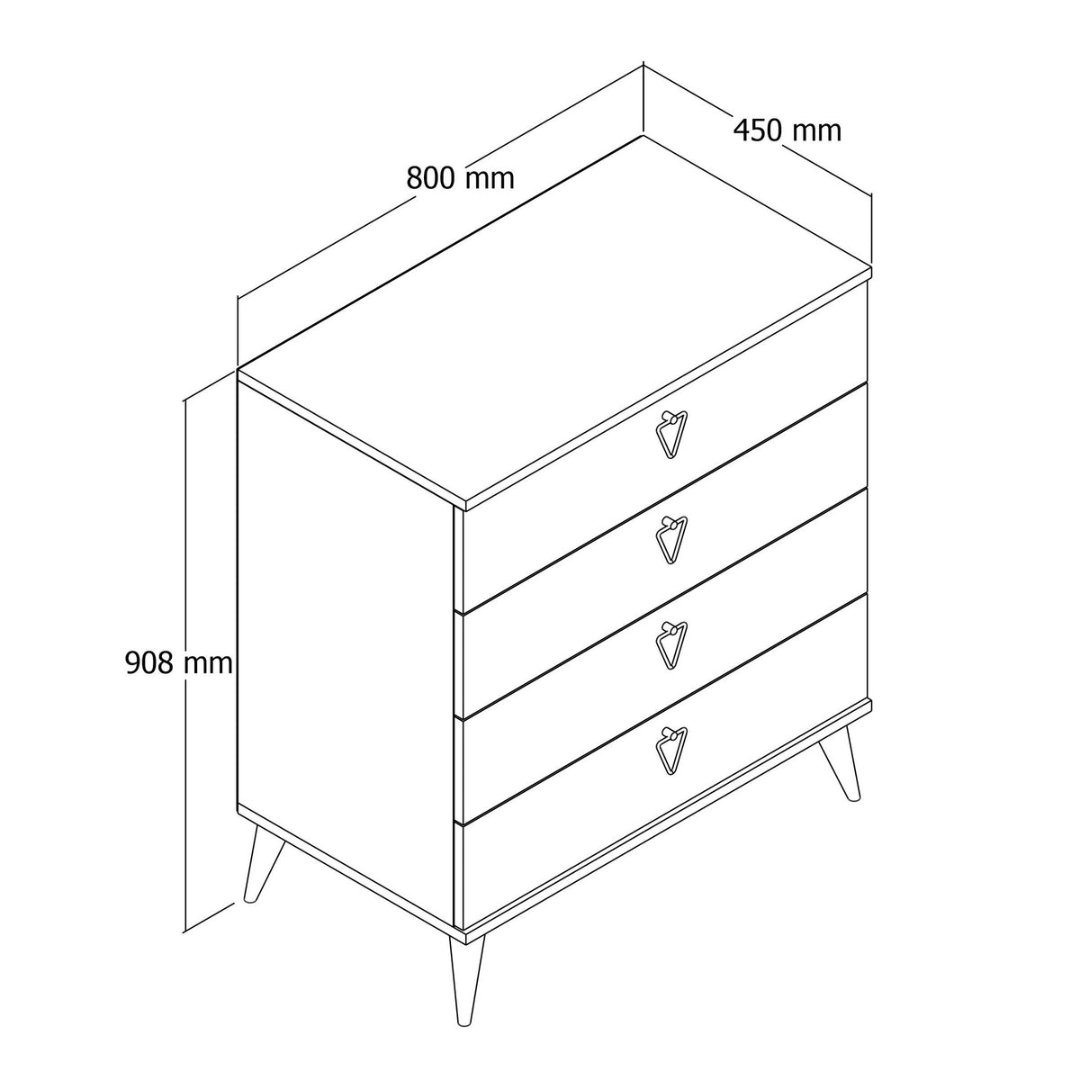 Chests of drawers - Chest of drawers Versa Oak Melamine 80x90.8x45 cm - Dimehouse