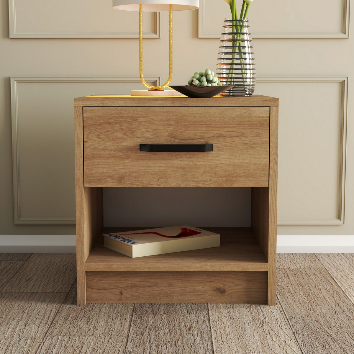 Bedside tables - Bedside table Grande Oak Melamine 52x46.8x45 cm - Dimehouse