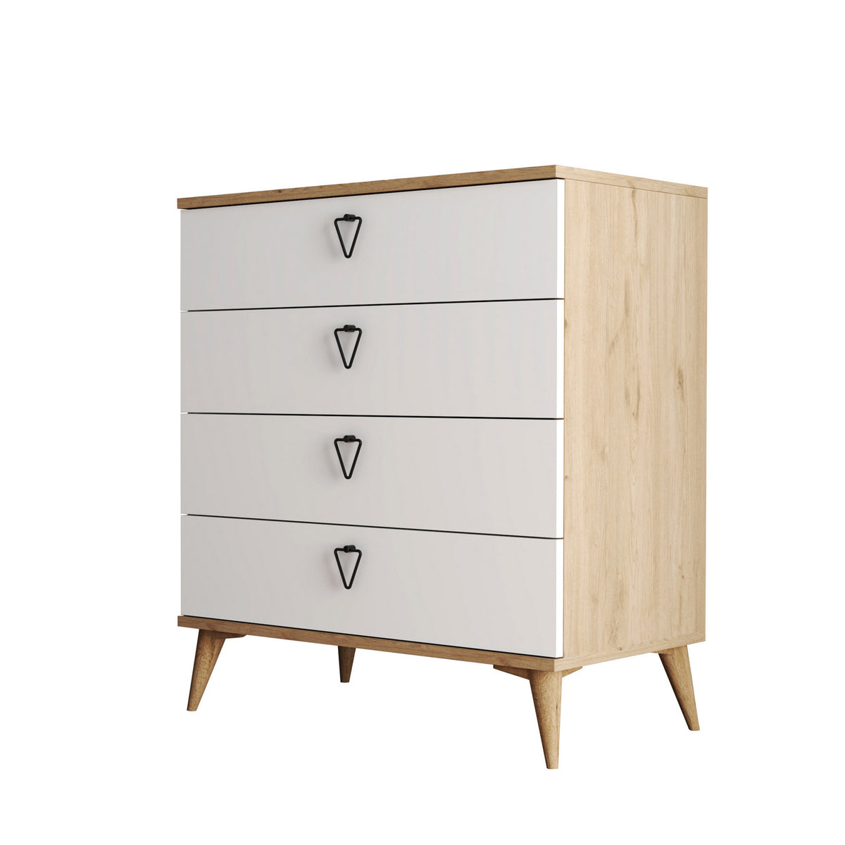 Chests of drawers - Chest of drawers Versa Oak White Melamine 80x90.8x45 cm - Dimehouse