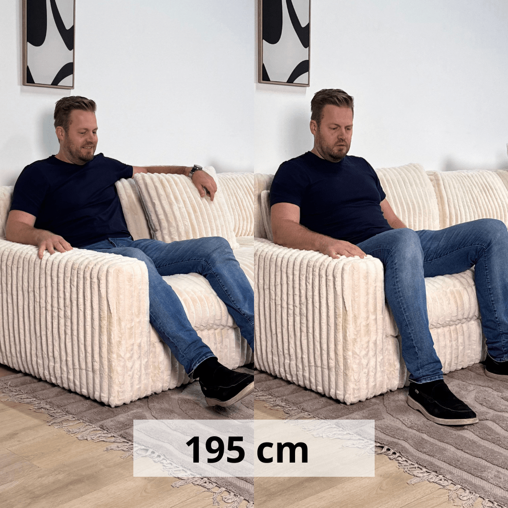 Sofas - 3-seater corner sofa XXL Beige Ribbed sofa Nia - Dimehouse