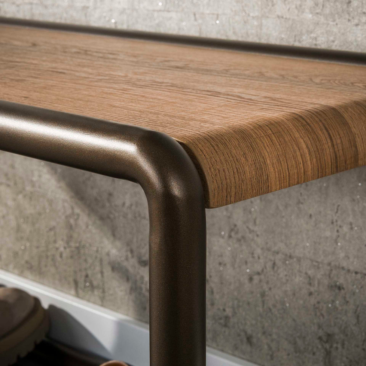 Wardrobe furniture - Shoe bench Senna Drift brown 80x35 cm - Dimehouse