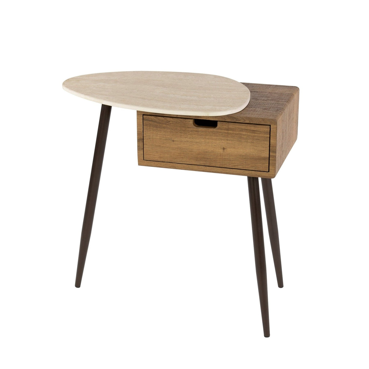 Bedside tables - Bedside table Borea Left 1 Drawer Ceramic Travertine - Dimehouse