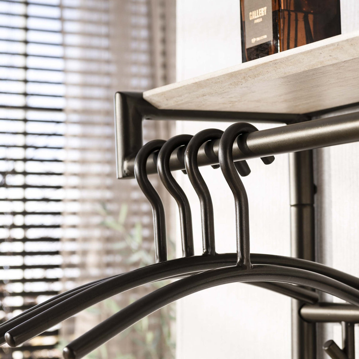 Coat racks - Wall coat rack Aria 3x7 hooks Travertine Melamine Bronze colored - Dimehouse