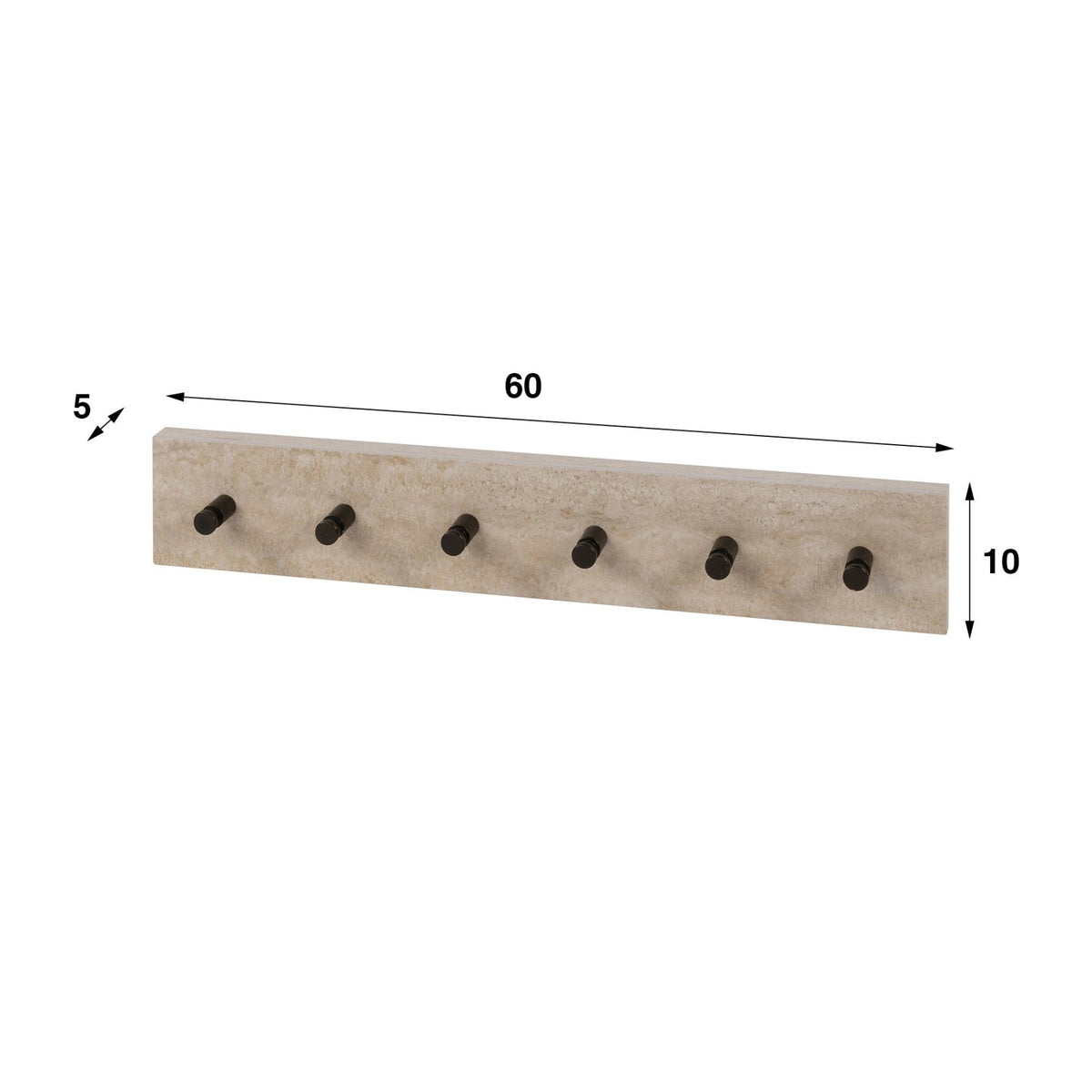 Coat racks - Coat rack Borea Ceramic travertine 6 hooks 60 cm - Dimehouse