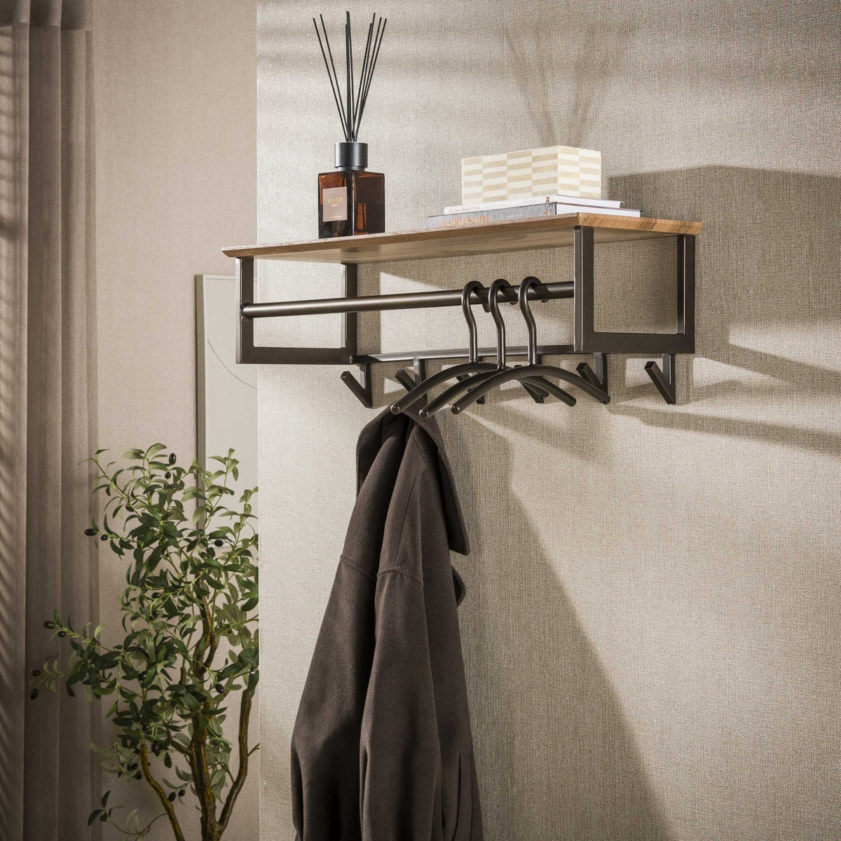 Coat rack - Bruno coat rack with 6 hooks brown metal -Dimehouse