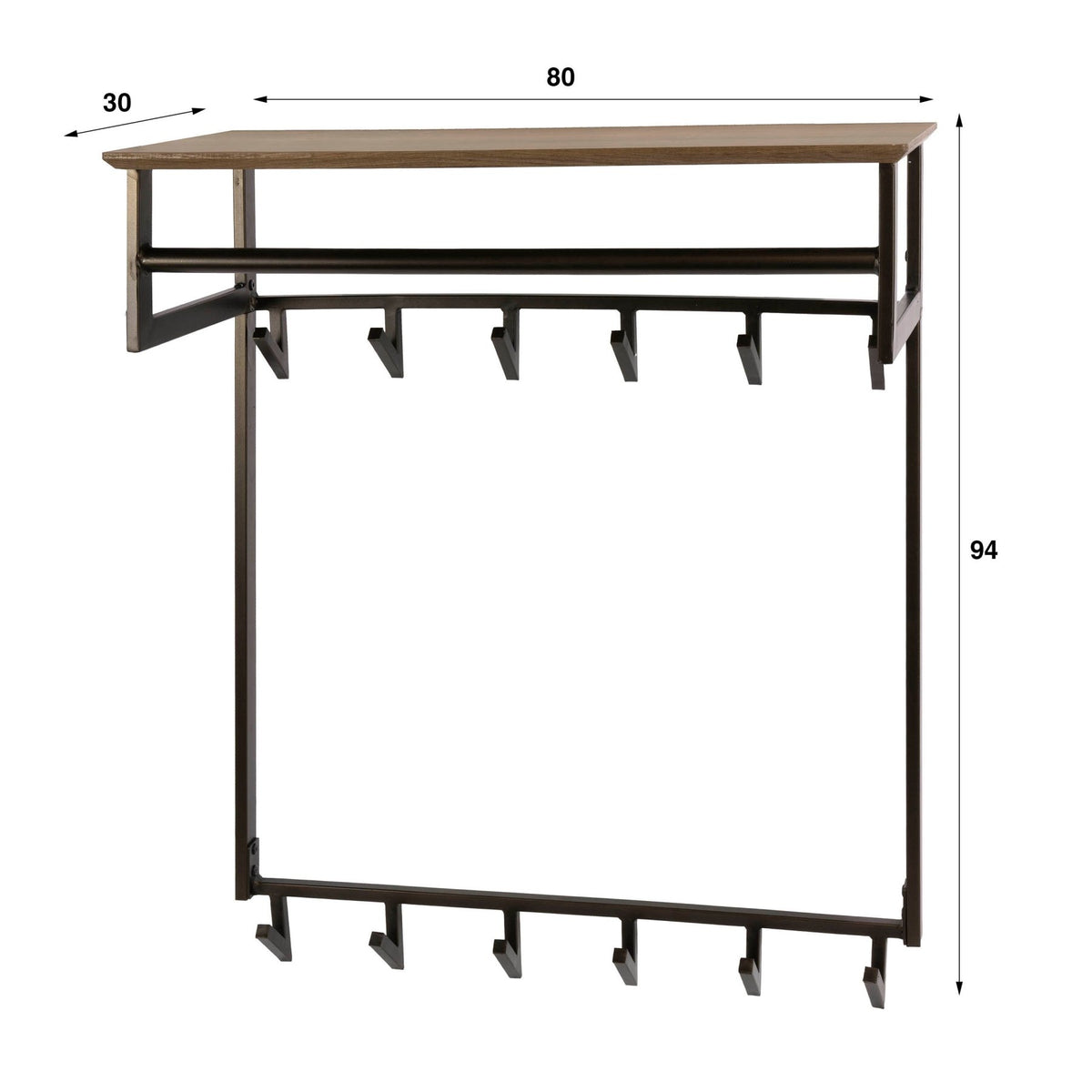 Coat rack-Coat rack Bruno 12 hooks brown metal-Dimehouse