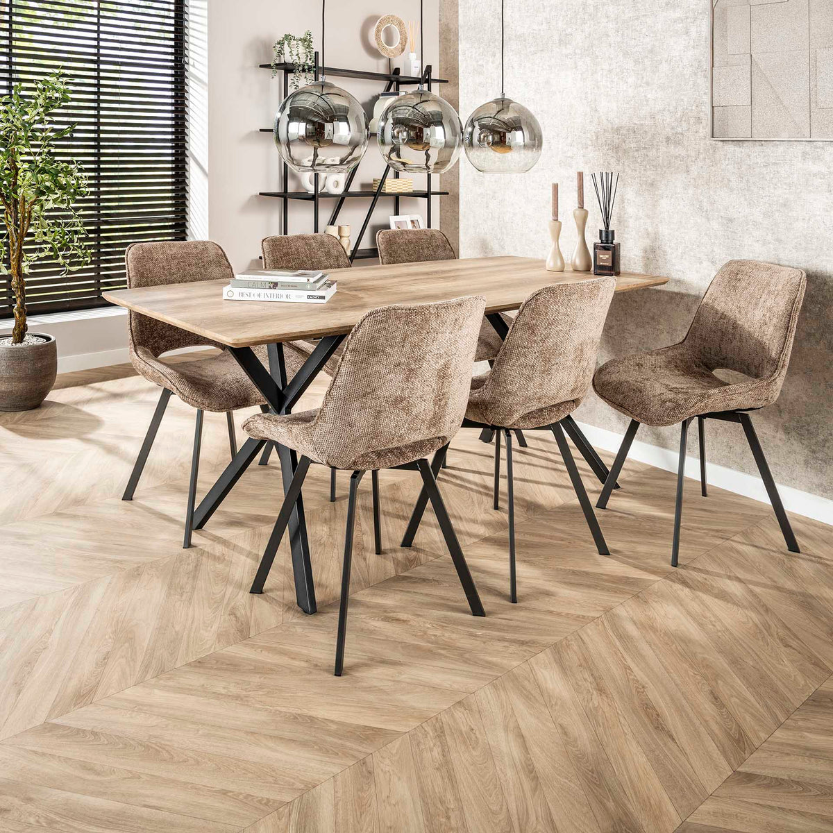 Dining room chairs - Modern Dining room chair Riviera Rich Champagne Rotatable Without Armrests - Dimehouse