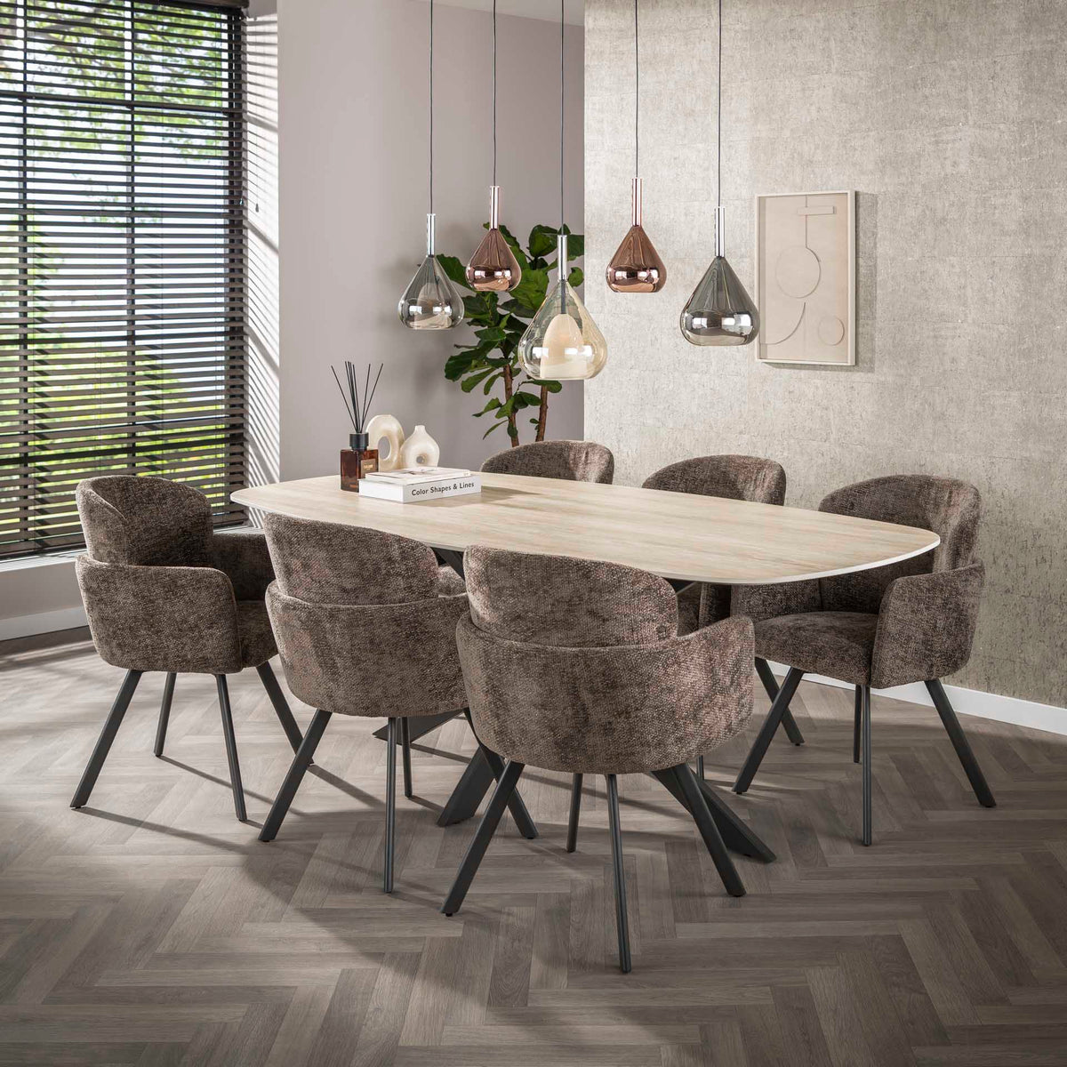 Dining room chairs - Set of 2 Modern dining room chairs Luma Hoven Rich Taupe - Dimehouse