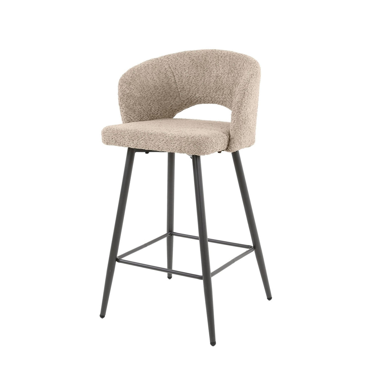 Bar Stools - Modern Bar Stool Sand Alba Bouclé Fabric - Dimehouse