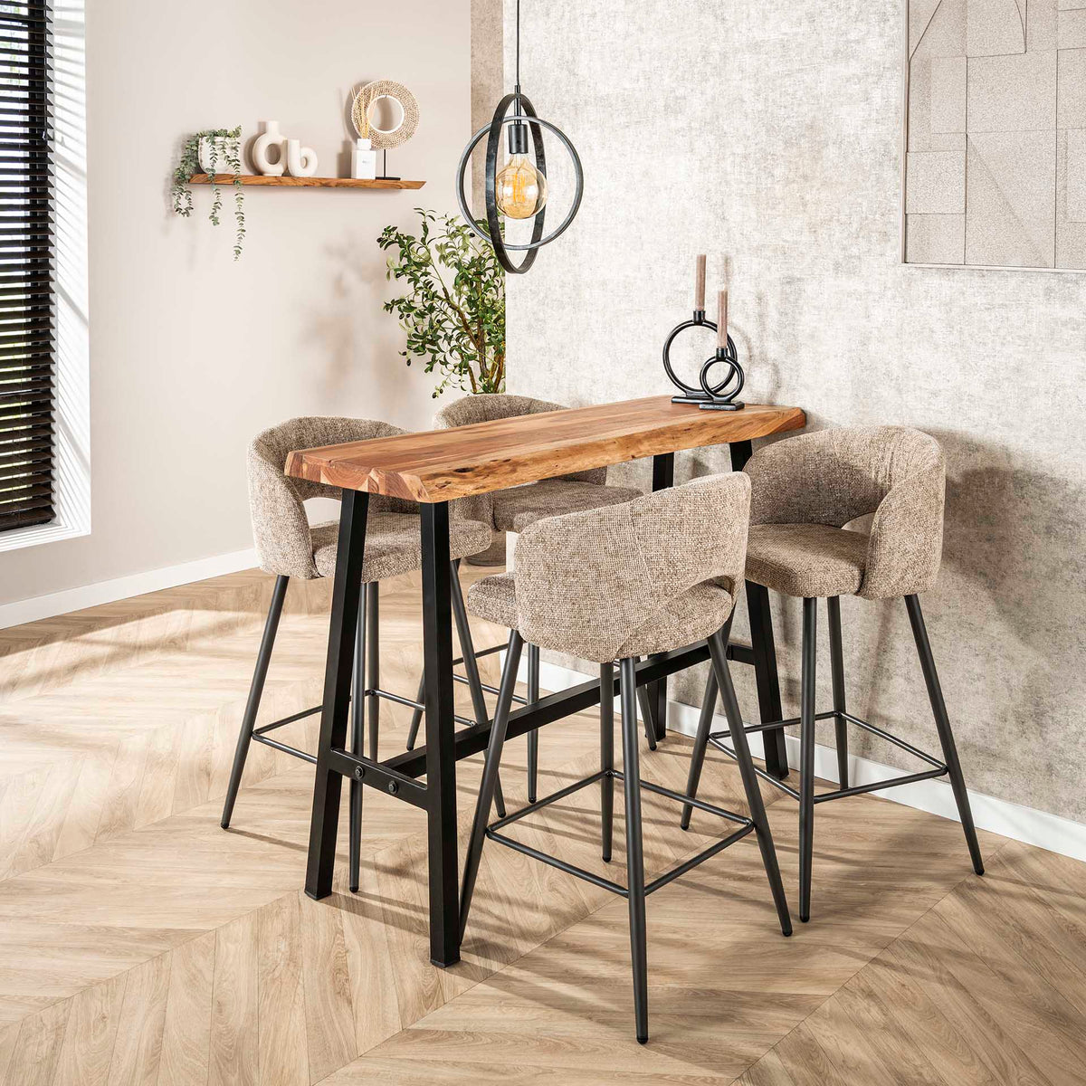 Bar Stools - Modern Bar Stool Sand Alba Tissee Cargo Fabric - Dimehouse