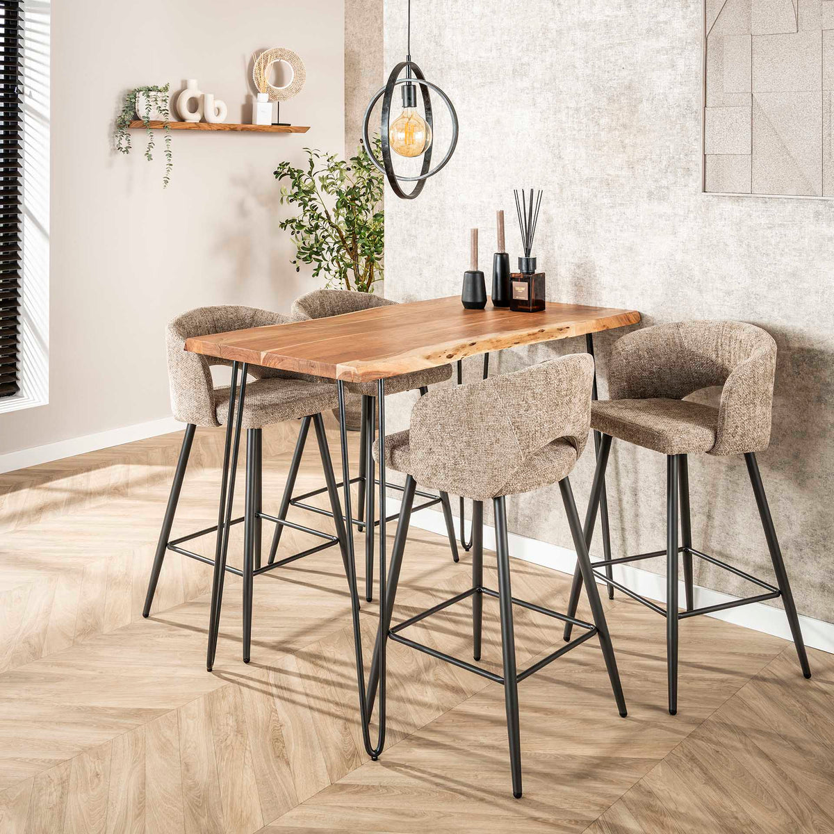 Bar Stools - Modern Bar Stool Sand Alba Tissee Cargo Fabric - Dimehouse