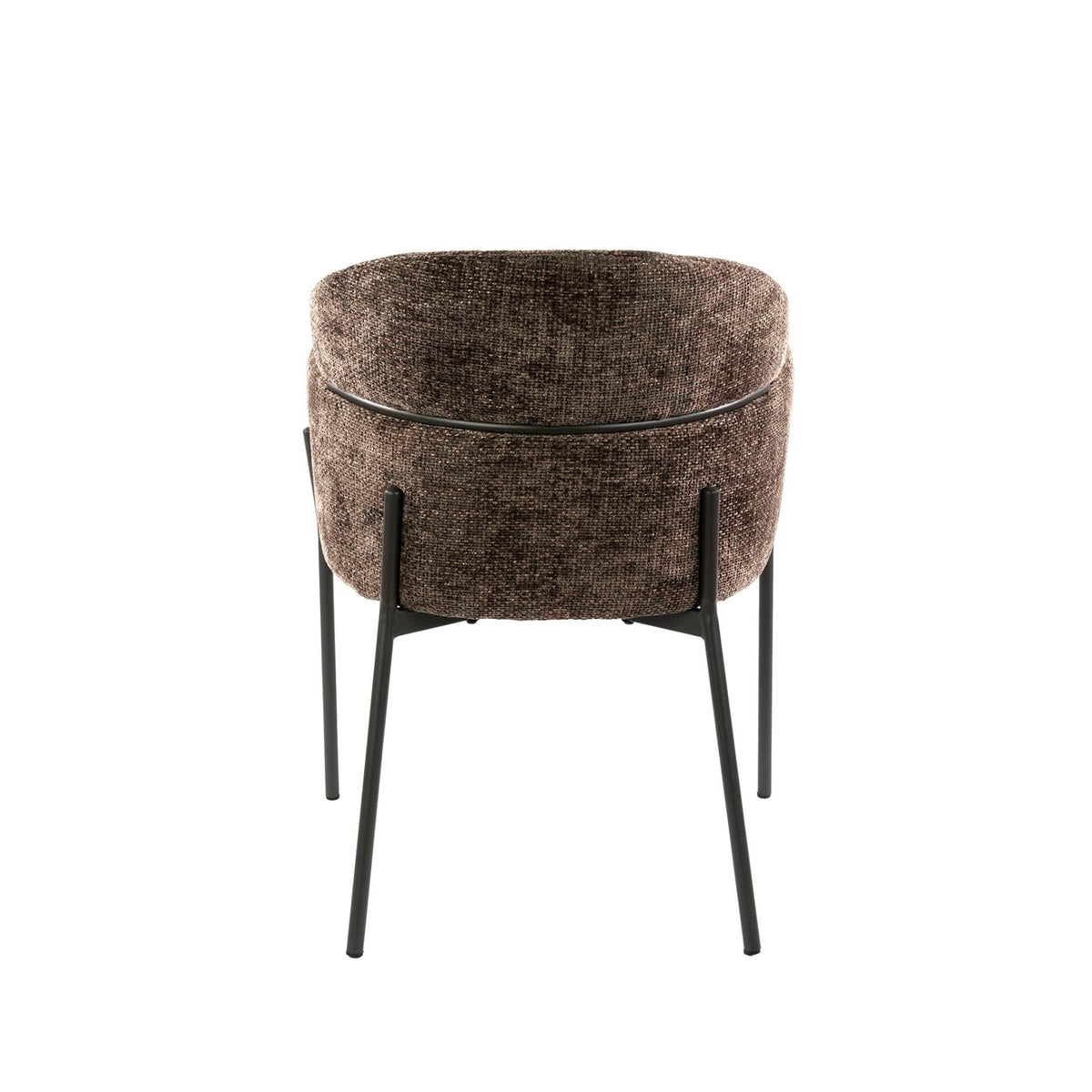 Dining room chairs - Dining room chair Chenille Brown with round back and arm - Lola - Dimehouse