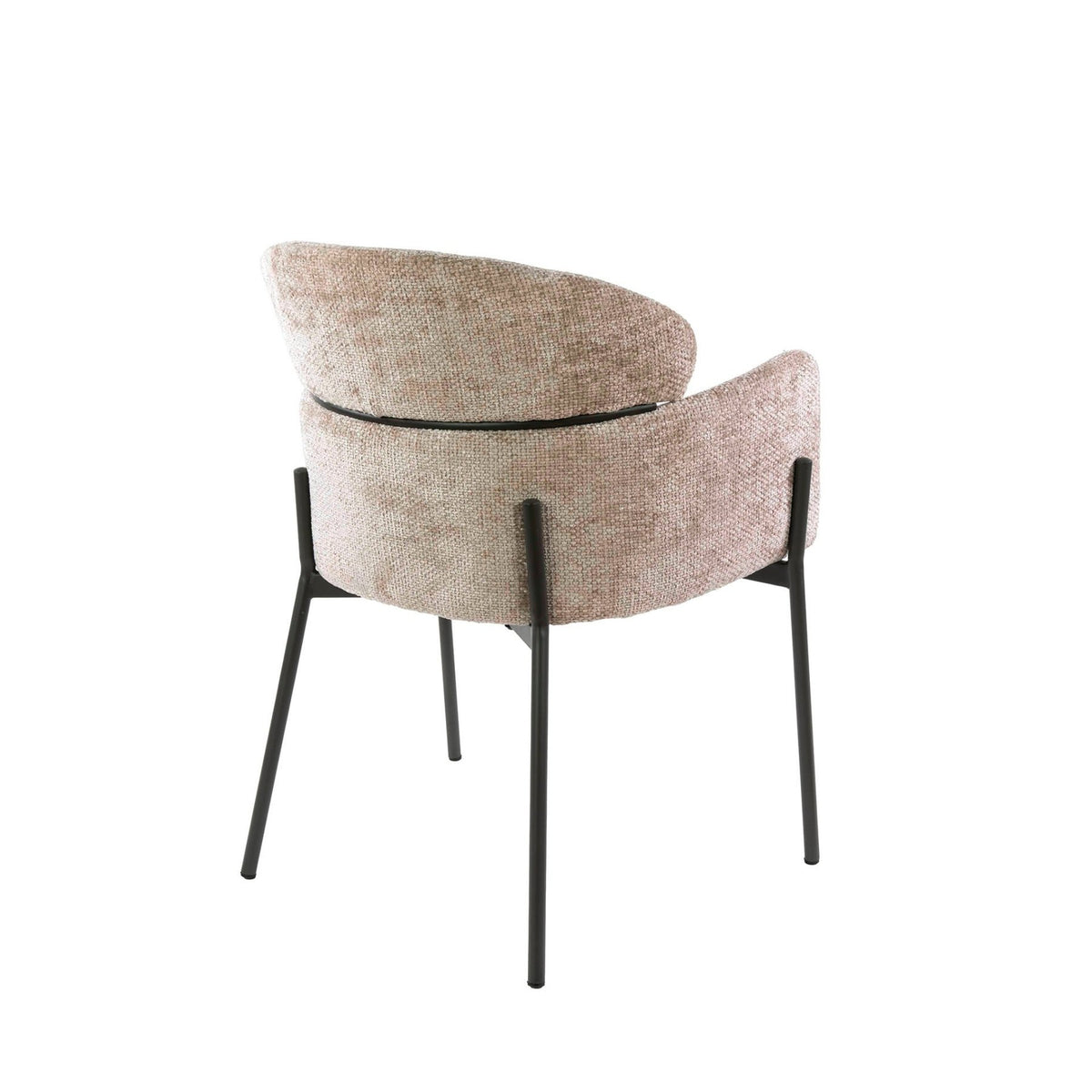 Dining room chairs - Dining room chair Chenille Sand with round back and arm - Lola - Dimehouse