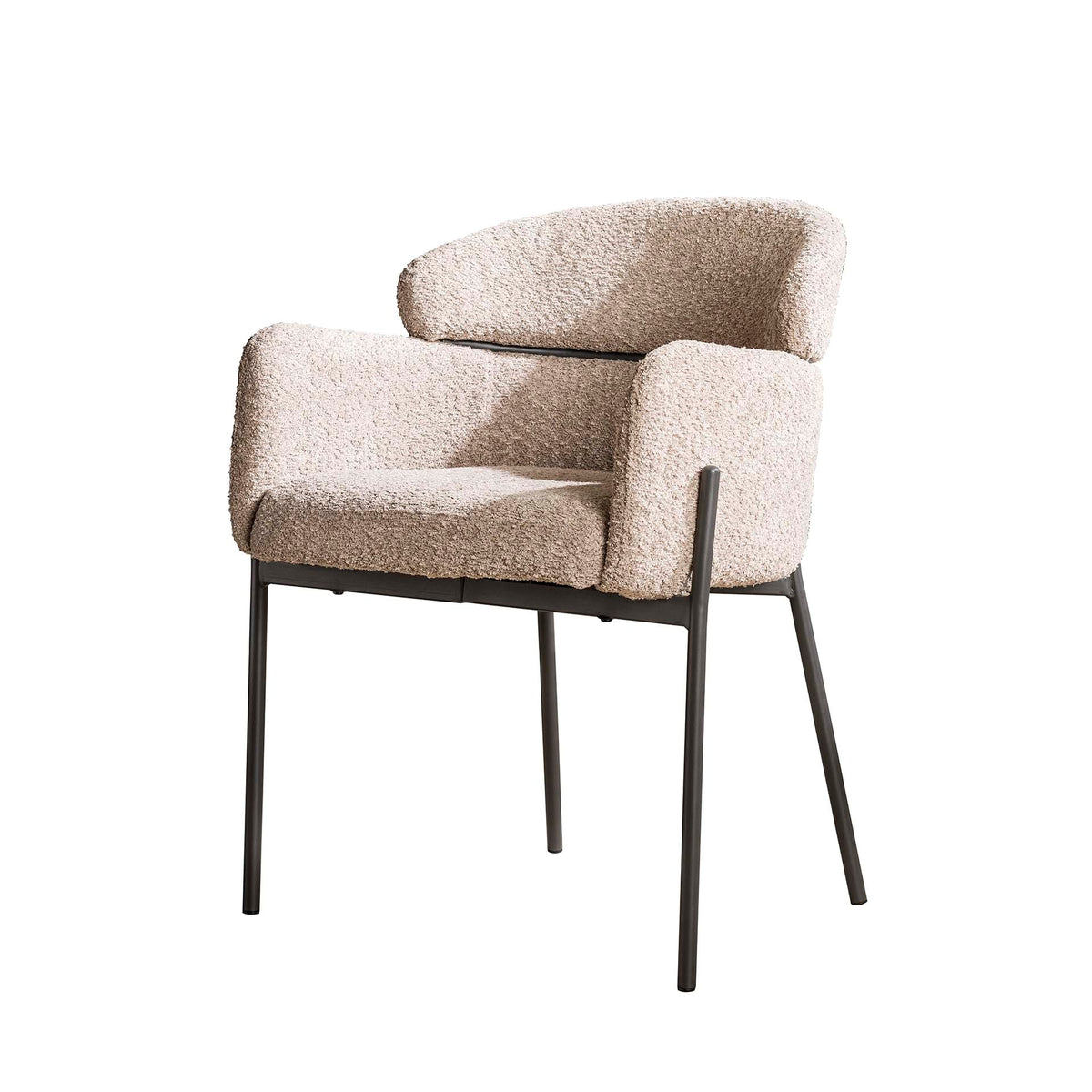 Dining room chairs - Dining room chair Bouclé Beige - Japandi - round shapes - Lola - Dimehouse