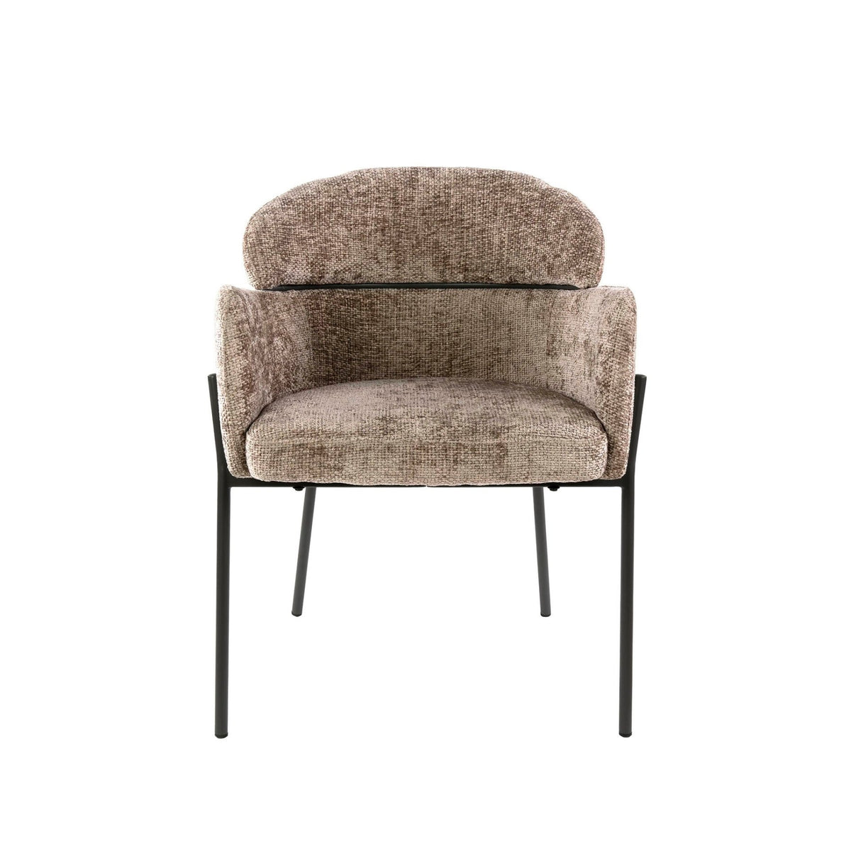 Dining room chairs - Dining room chair Chenille Taupe with round back and arm - Lola - Dimehouse