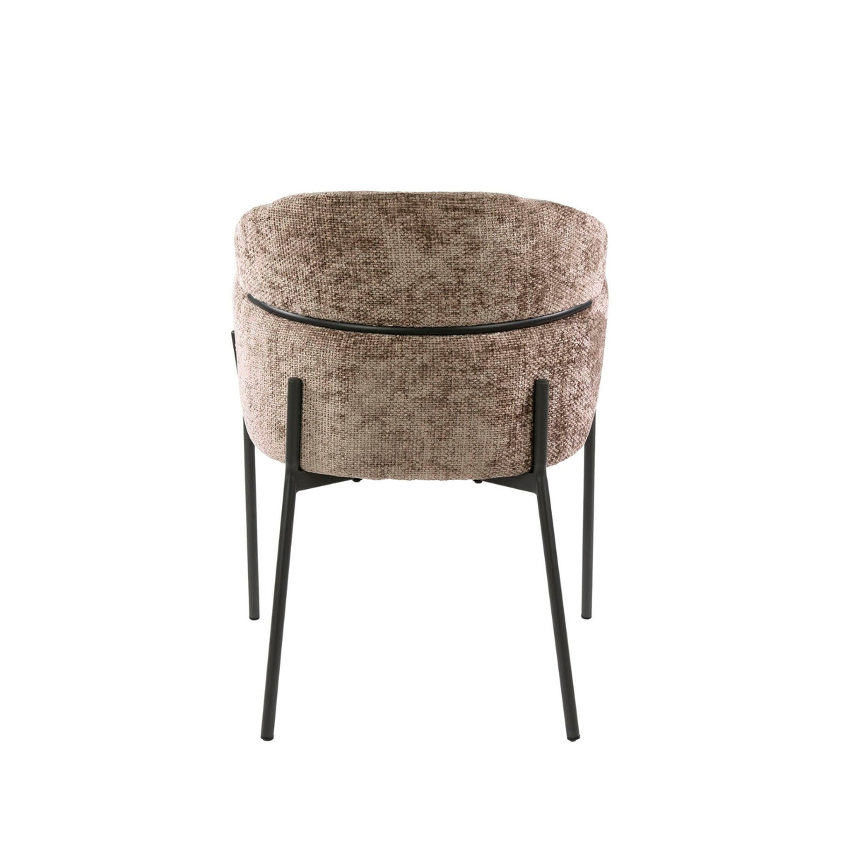 Dining room chairs - Dining room chair Chenille Taupe with round back and arm - Lola - Dimehouse