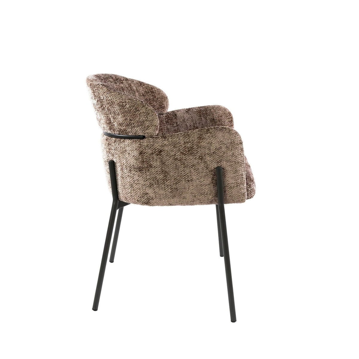 Dining room chairs - Dining room chair Chenille Taupe with round back and arm - Lola - Dimehouse