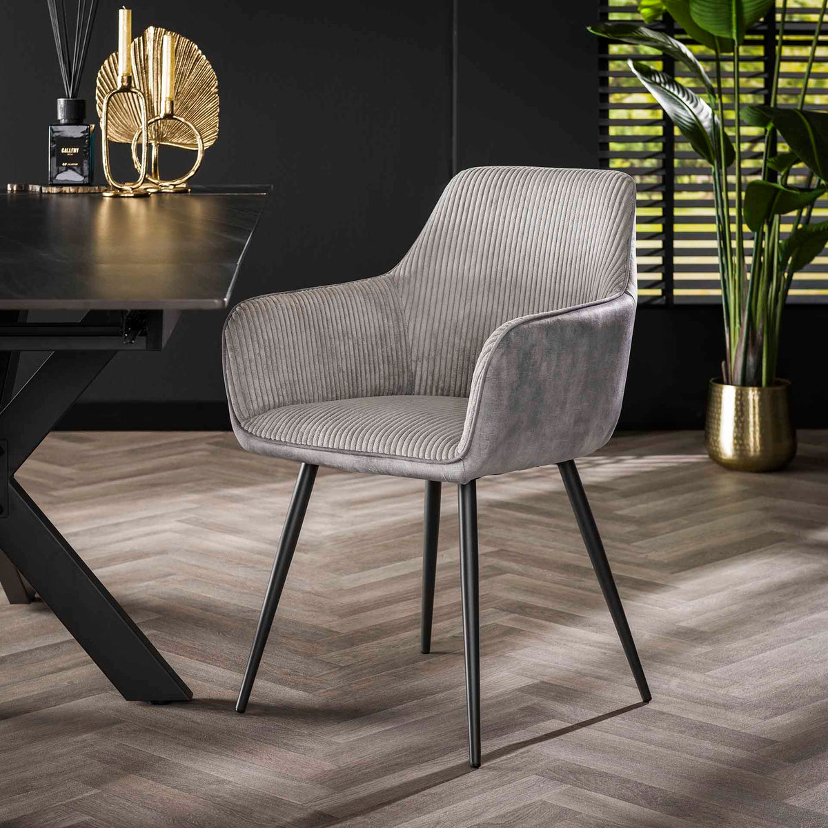 Dining room chairs - Set of 2 dining room chairs Rivo Rib Rock Silver - Dimehouse