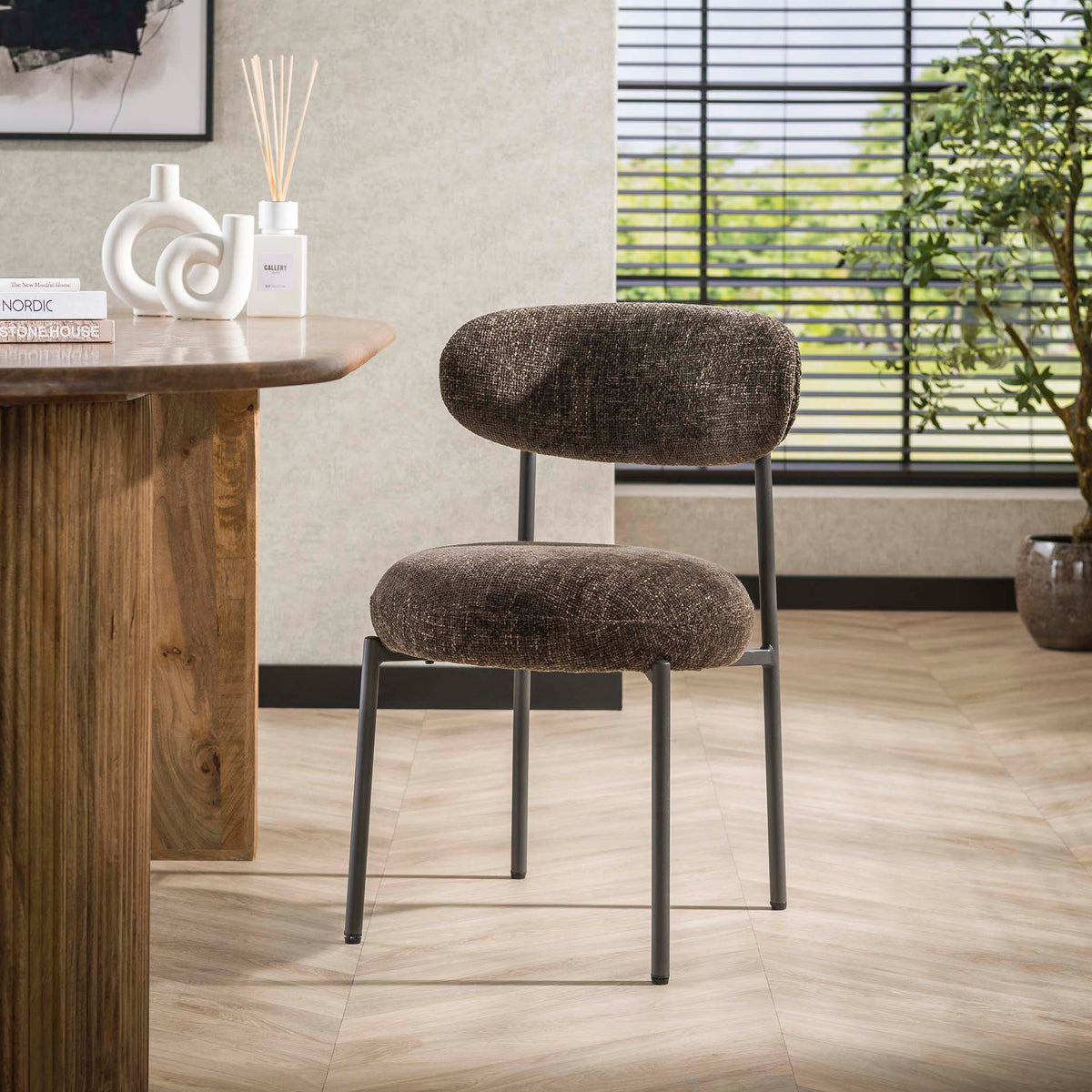 Dining room chairs - Set of 2 dining room chairs Aero Fabric Brown - Dimehouse