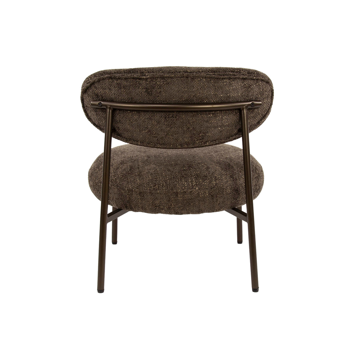 Armchairs - Round Scandinavian armchair brown mixed fabric Nova - Dimehouse