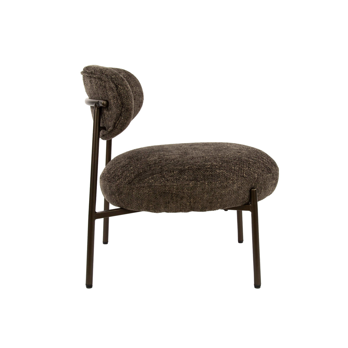 Armchairs - Round Scandinavian armchair brown mixed fabric Nova - Dimehouse