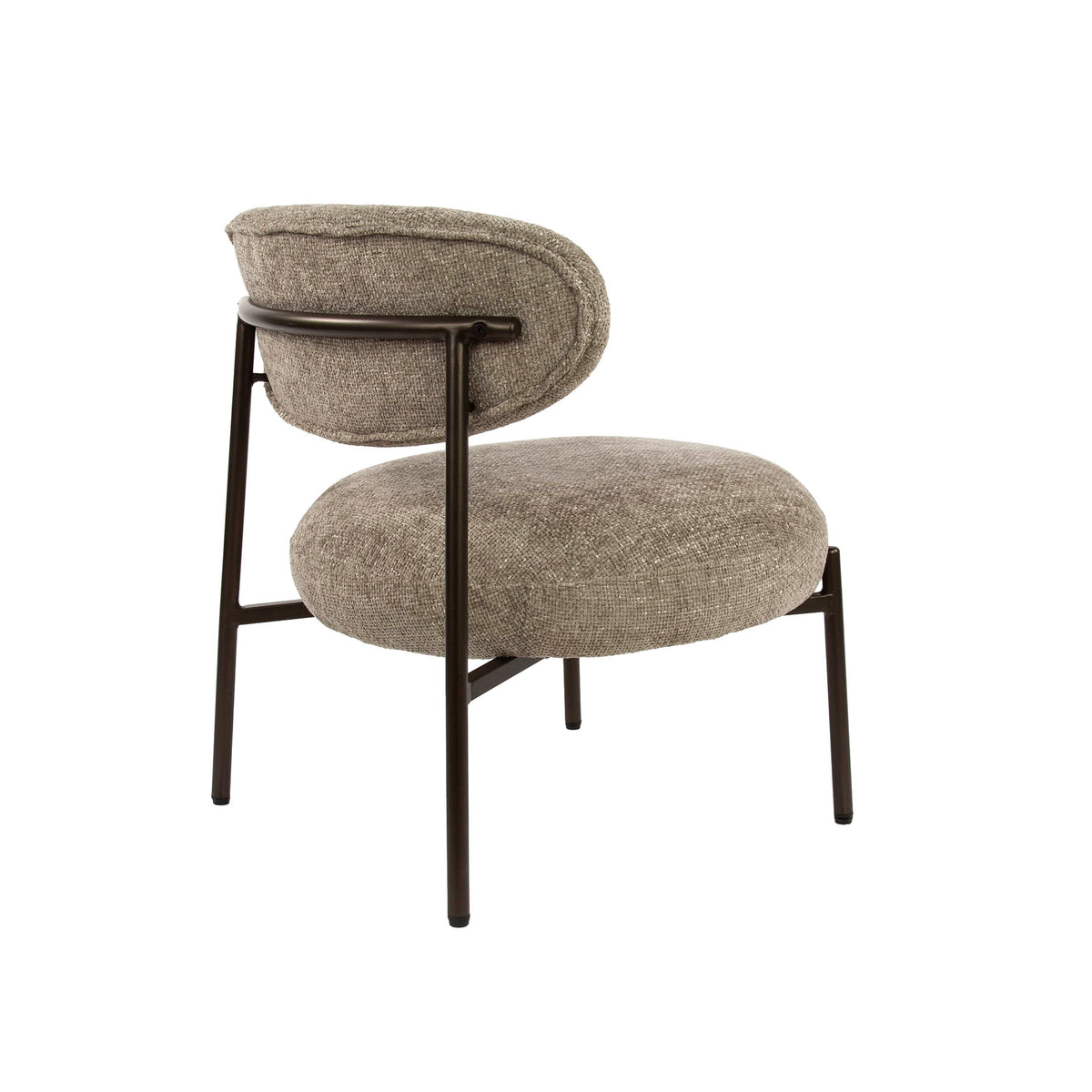 Armchairs - Round Scandinavian armchair beige mixed fabric Nova - Dimehouse
