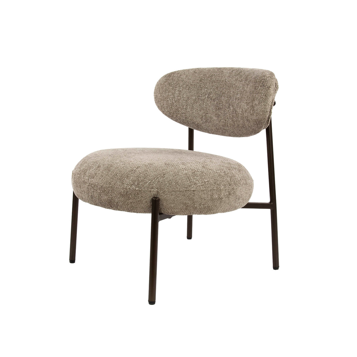 Armchairs - Round Scandinavian armchair beige mixed fabric Nova - Dimehouse