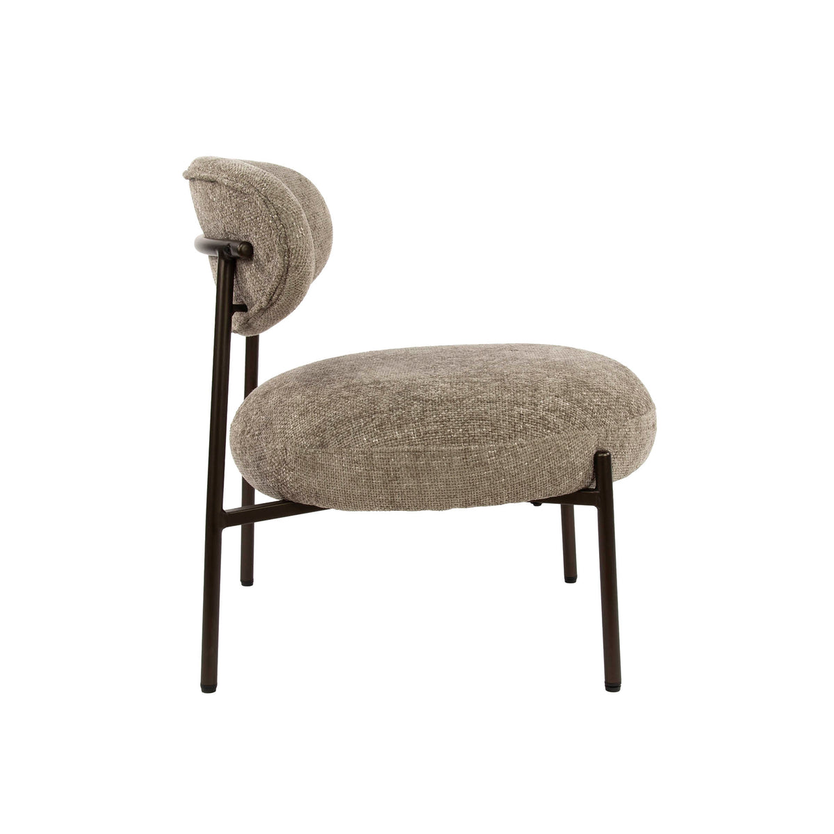 Armchairs - Round Scandinavian armchair beige mixed fabric Nova - Dimehouse