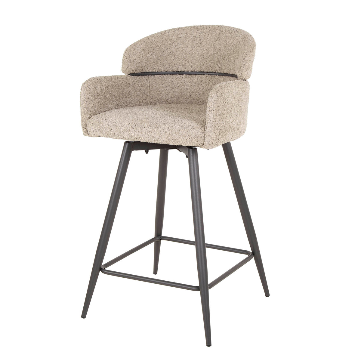 Bar Stools - Bar Stools Sienna Bouclé Sand Round Back Rotatable - Dimehouse