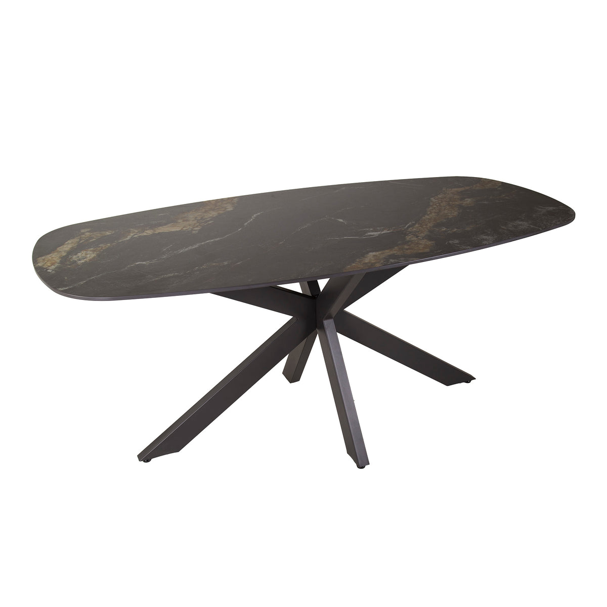 Dining tables - Dining table Dolore 180x90 cm Danish Oval Marble Look Black - Dimehouse