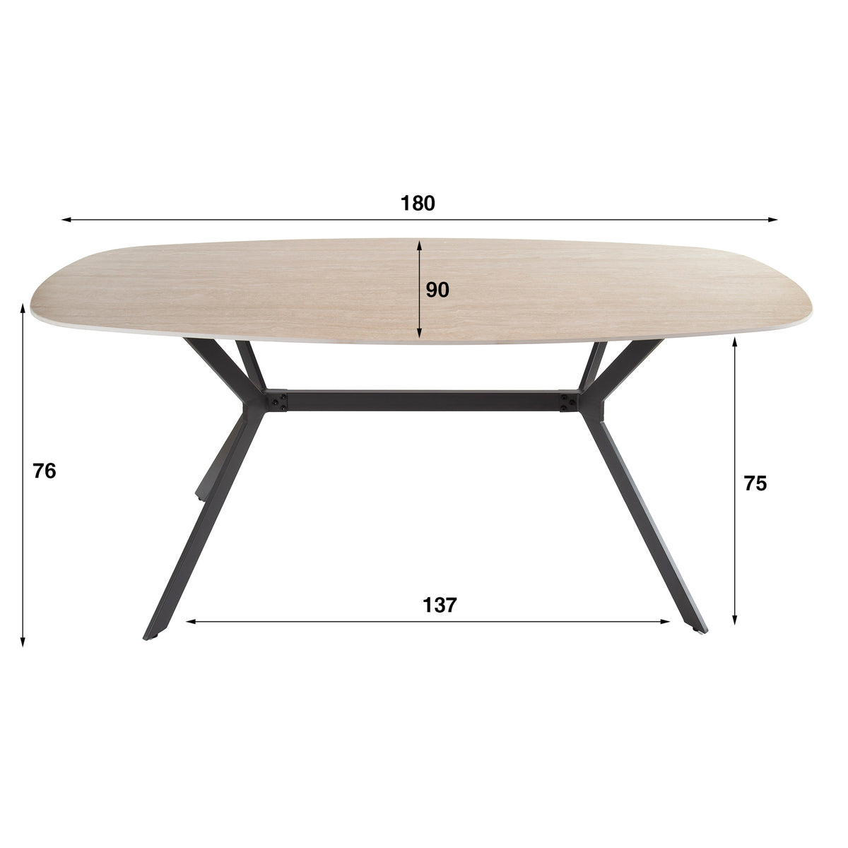 Dining tables - Dining table Jimi Danish Oval Ceramic Travertine look 180 cm - Dimehouse