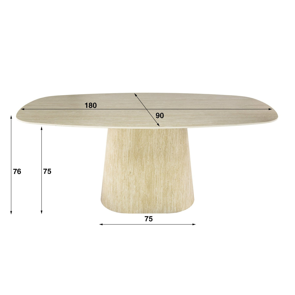 Dining tables - Modern Dining Table Archon Ceramic Travertine 180 cm - Dimehouse