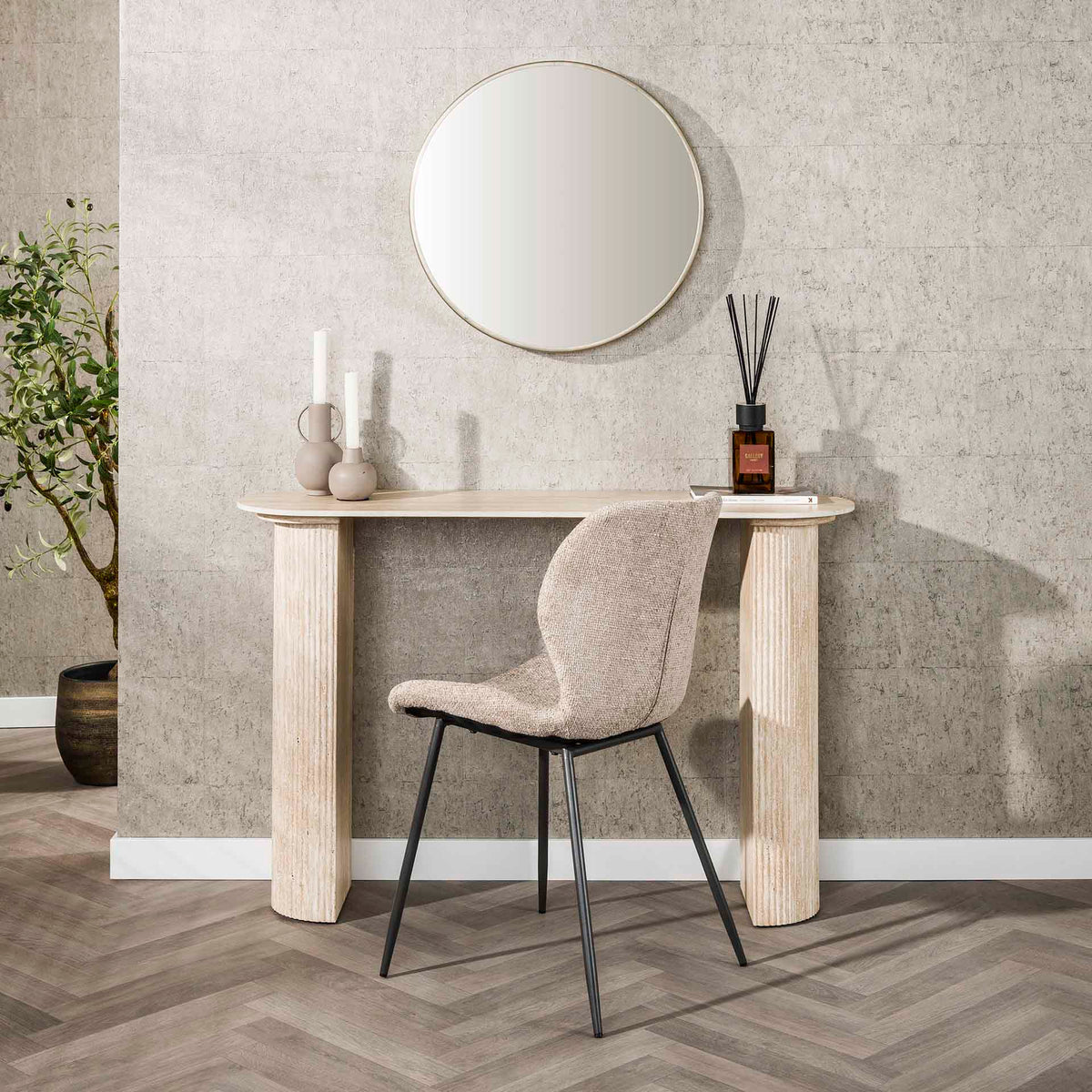 Dressing tables - Archon Modern Dressing Table Ceramic Travertine 120 cm - Dimehouse