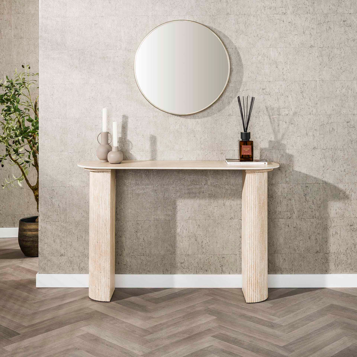 Dressing tables - Archon Modern Dressing Table Ceramic Travertine 120 cm - Dimehouse