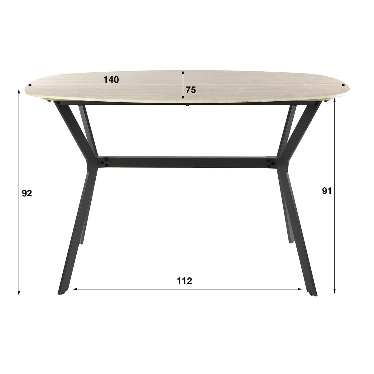 Bar tables - Archon Modern Danish Oval Bar table Ceramic Travertine 140 cm - Dimehouse