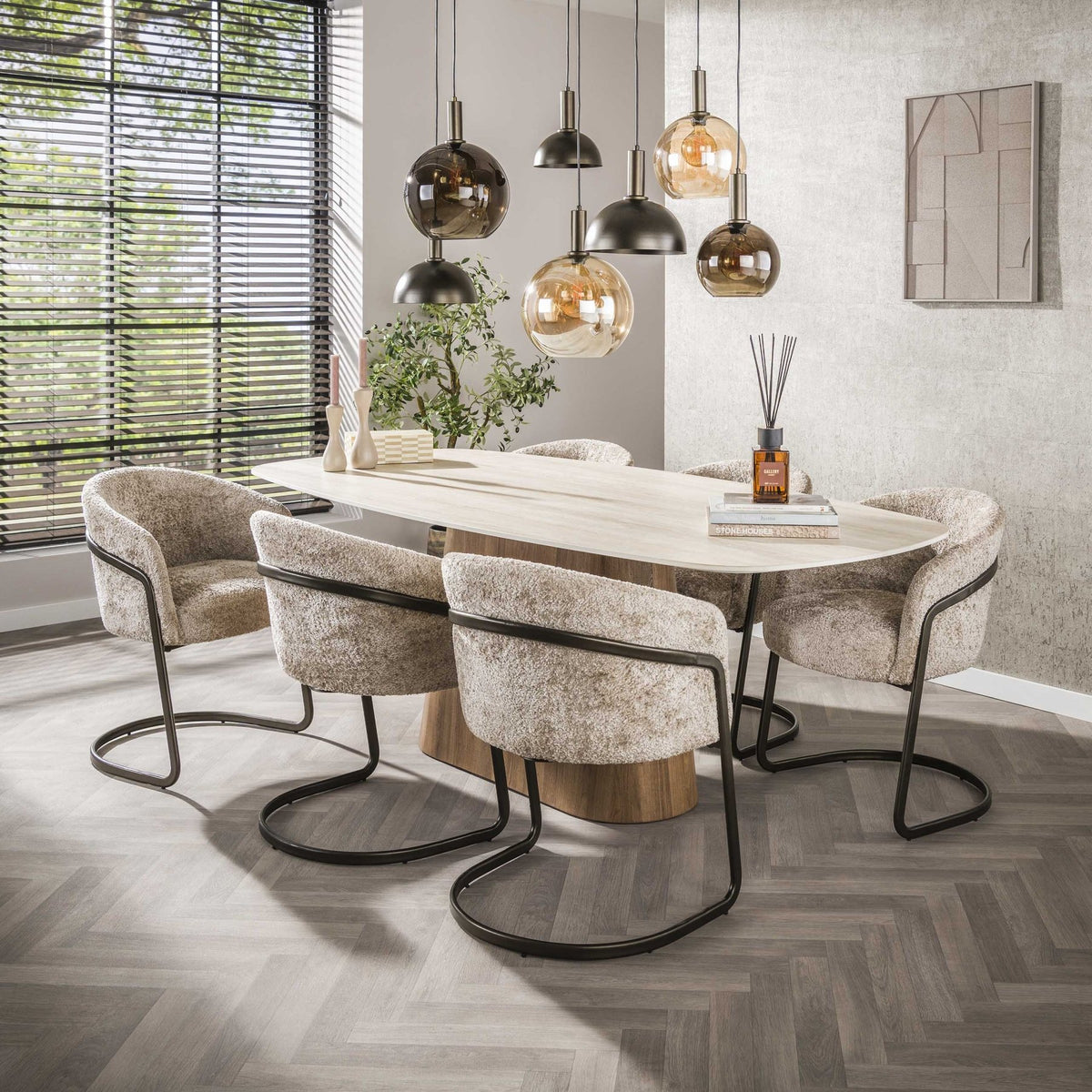 Dining room chairs - Set of 2 dining room chairs Reno Alura sand - Dimehouse