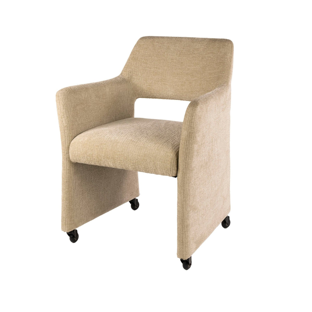 Dining room chairs - Set of 2 Dining room chairs Capri Jaroq sand Fabric on wheels - Dimehouse
