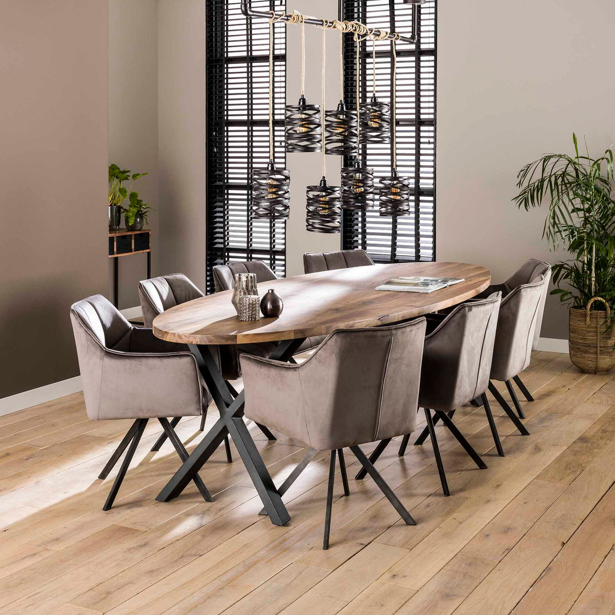 Dining room chairs - Swivel dining room chair Lino anthracite velvet - Dimehouse