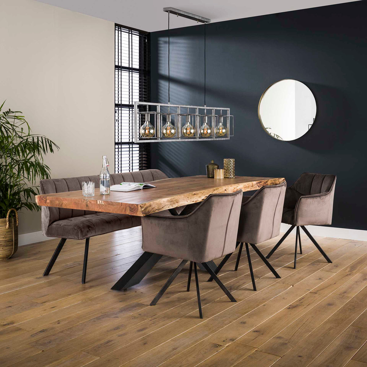 Dining room chairs - Swivel dining room chair Lino anthracite velvet - Dimehouse