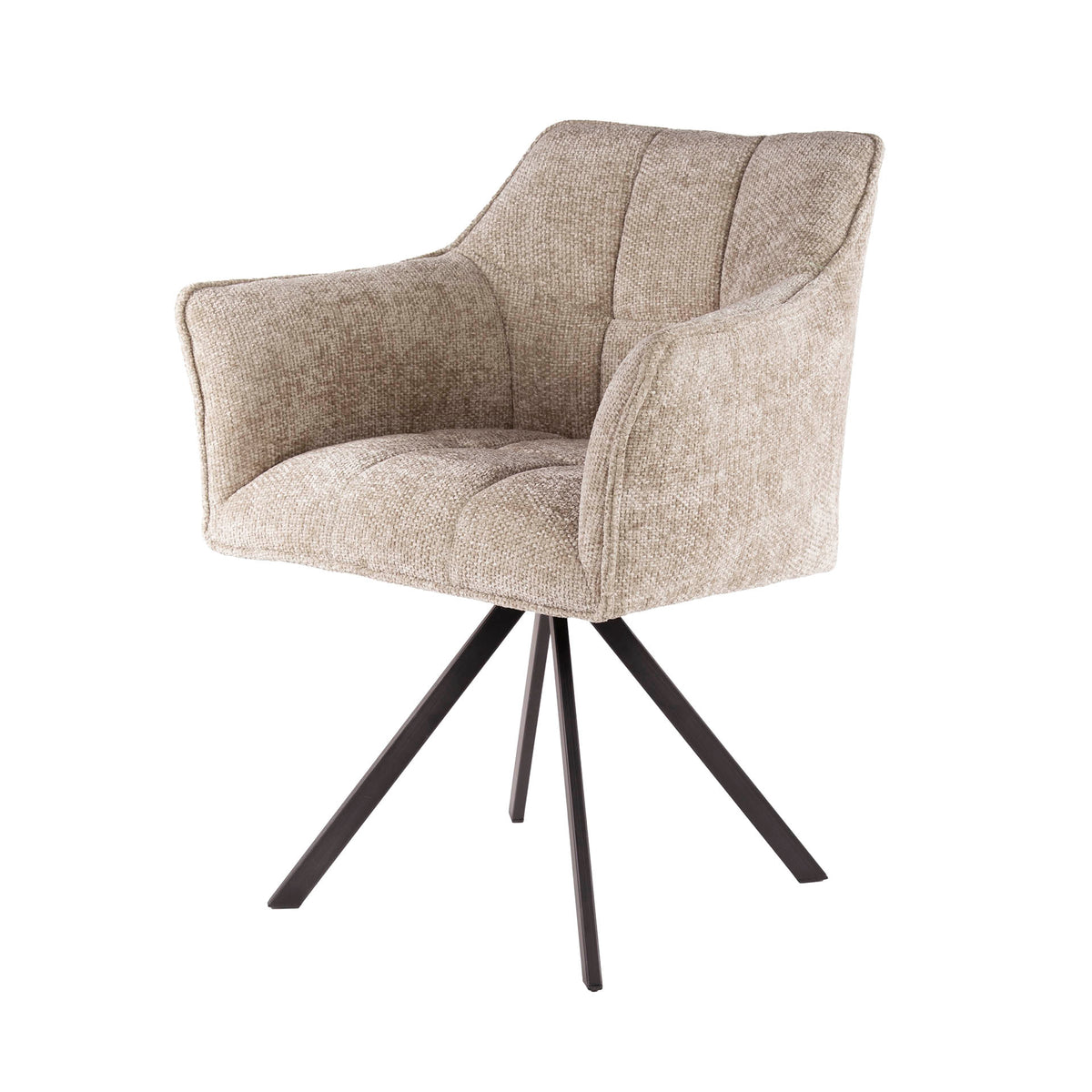 Dining room chairs - Dining room chair Lino Chenille Fabric Rich Sand Rotatable - Dimehouse