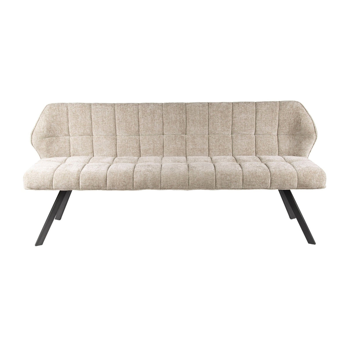 Dining room sofas - Dining room sofa Lino Chenille Fabric Rich Sand 180 cm Checked - Dimehouse
