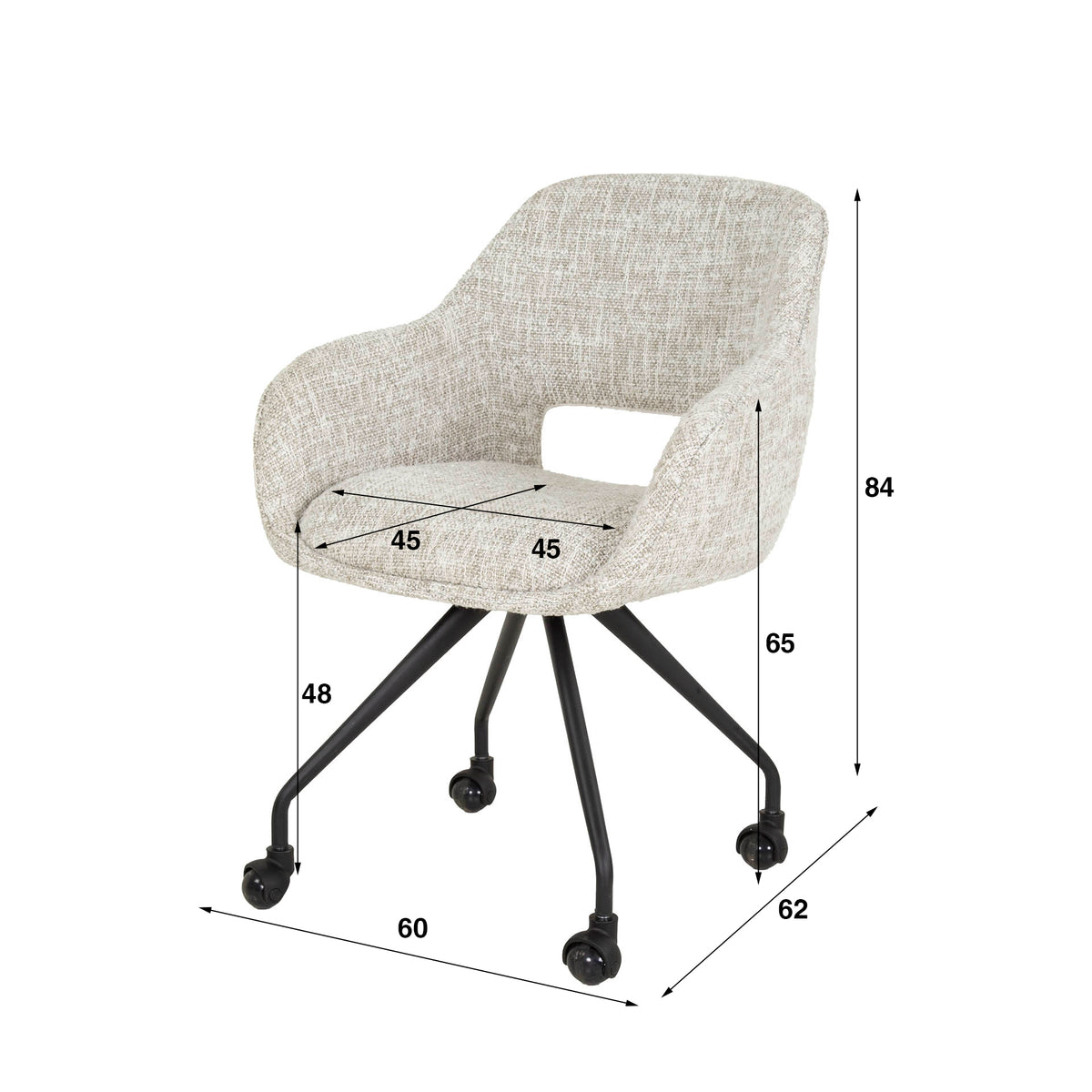 Dining room chairs - Dining room chair with wheels Springo Rotatable Eagle Fabric Cream - Dimehouse