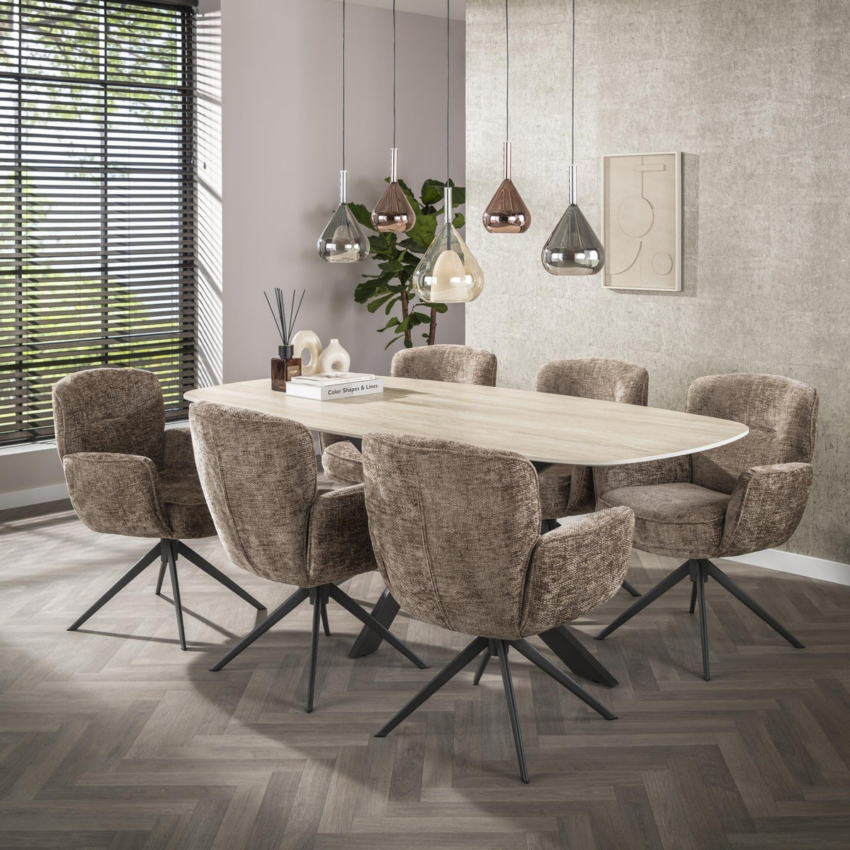 Dining room chairs - Set of 2 dining room chairs Savona swivel Hoven rich champagne - Dimehouse
