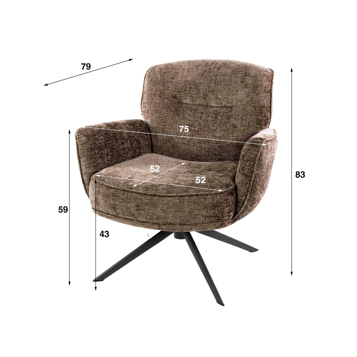 Armchairs - Savona swivel armchair Hoven Rich Fabric Champagne - Dimehouse