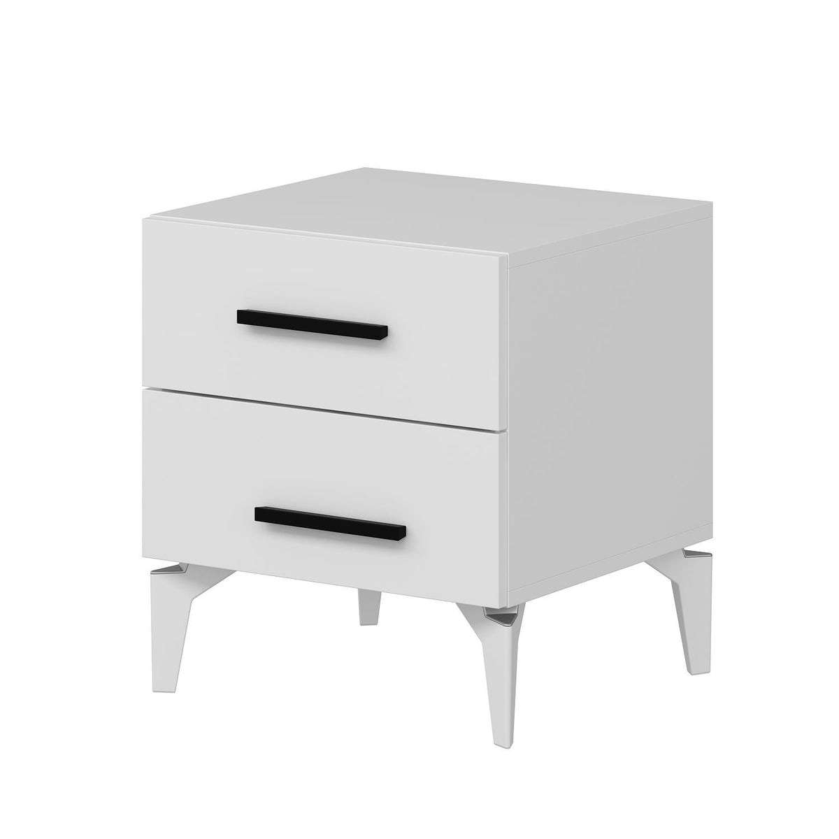 Bedside tables - Bedside table Bare White Melamine 50x56x47 cm - Dimehouse