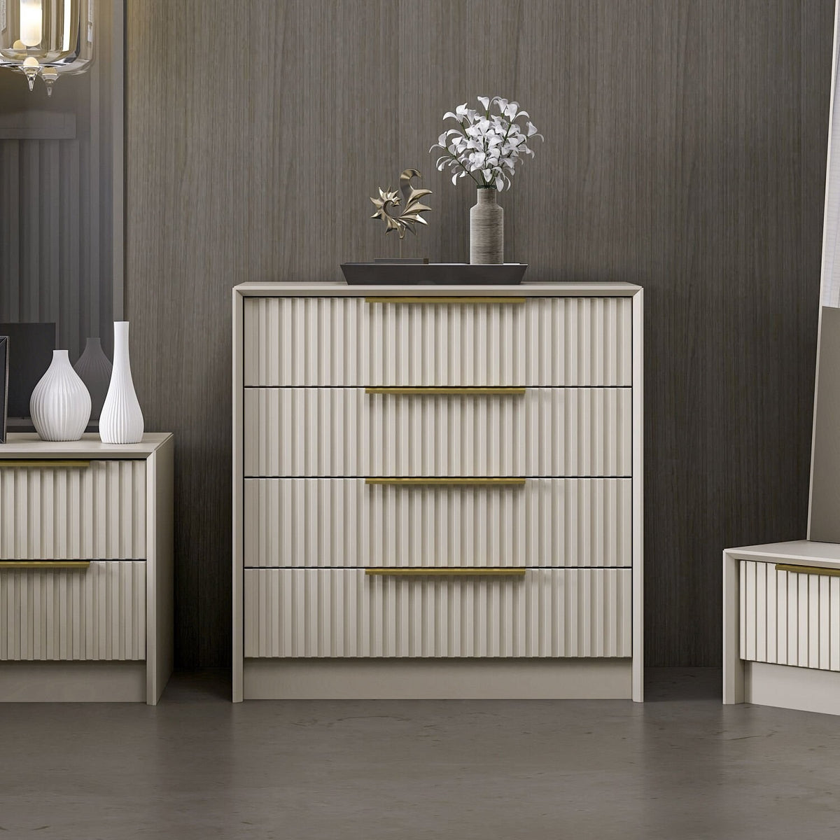 Chests of drawers - Chest of drawers Kala Luxury Stone Melamine 72x77x45 cm - Dimehouse