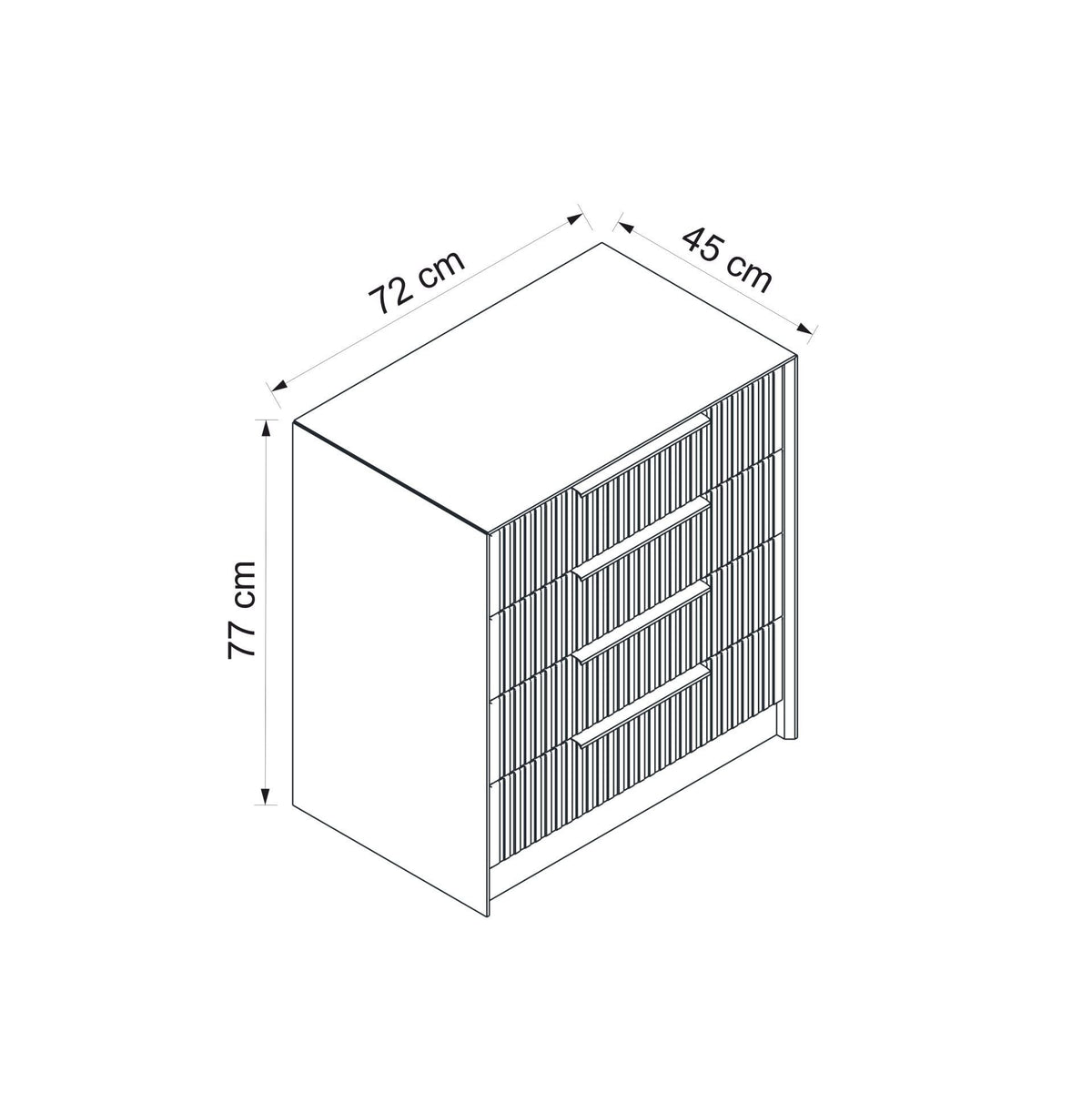 Chests of drawers - Chest of drawers Kala Luxury Stone Melamine 72x77x45 cm - Dimehouse